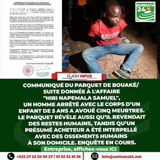 Bouaké : cinq corps découverts, un suspect et un « tradipraticien » en garde à vue